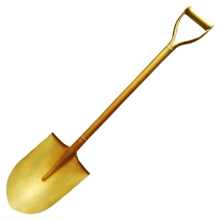 奠基专用铲开工仪式用金铲子带花球金色铁锹消防锹园艺挖土工具