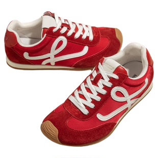 加绒厚底德训鞋女款2025新款秋冬季内增高红色鞋子运动鞋软底女鞋