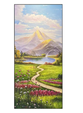 一路有你玄关装饰画入户走廊复刻油画立体竖版书房客厅挂画