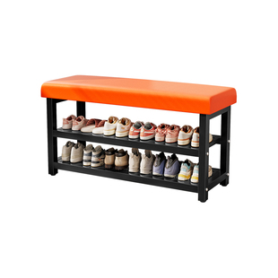 换鞋凳家用收纳凳穿鞋凳入户鞋柜坐凳一体铁艺可坐式软包垫鞋架