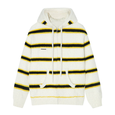 AFGK条纹连帽开衫毛衣