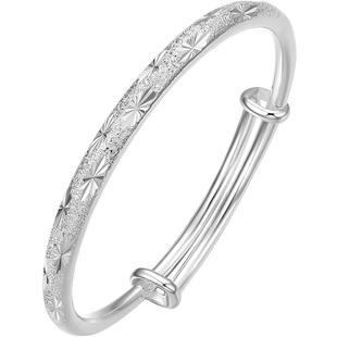 周六福满天星手镯子女S999足银银活口实心本命年礼物