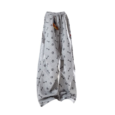 美式灰色印花运动卫裤女秋冬