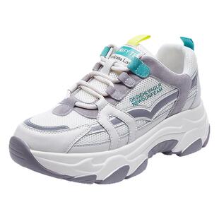 爆款女鞋春秋老爹鞋新款网面运动鞋轻便软底休闲鞋增高透气跑步鞋