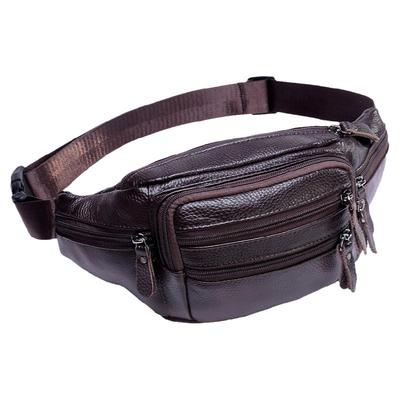 大容量出差牛皮多功能复古风腰包