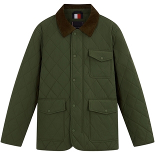 【菱格绗缝】Tommy25秋冬男装巴恩风灯芯绒翻领棉服夹克新年礼物