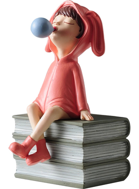 创意书箱女孩家居软装饰品摆件