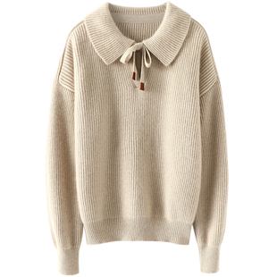 太美金丝!质感狂赞!加厚V领山羊绒衫女纯羊绒毛衣套头宽松冬新