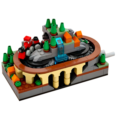 迷你积木手摇火车模型拼装