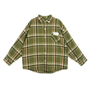 小O宝Okids男童格子衬衫春季新款儿童休闲长袖立领上衣男童衬衫