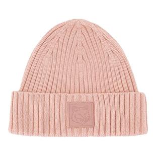 Maison Kitsune 狐狸头印花毛线帽 棉 白色