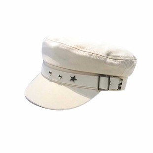 女生鸭舌帽子2024新款显脸小八角帽白色英伦风贝雷帽女薄款春秋款