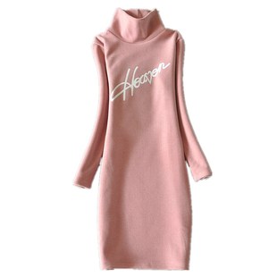 2023秋冬新款女装韩版中长款加绒卫衣加厚打底衫仿羊绒保暖T恤女