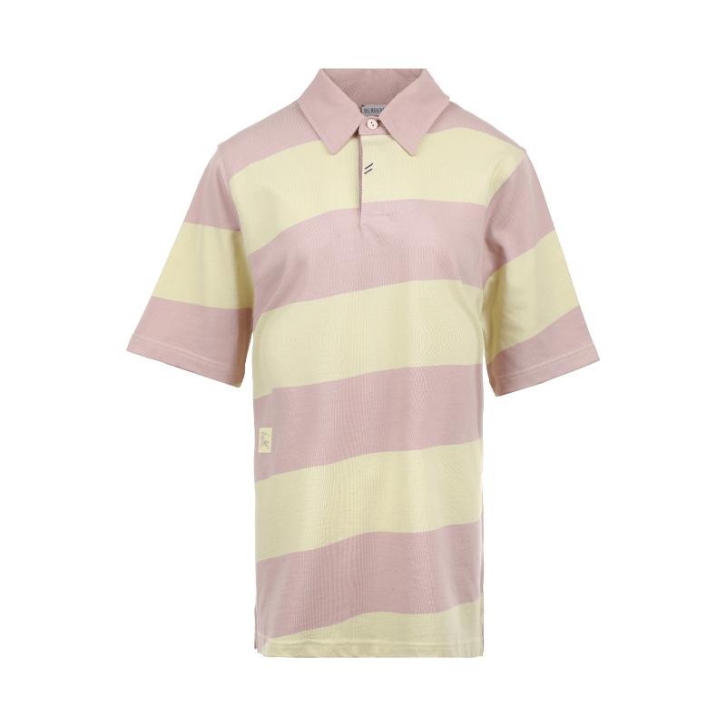 【自营】BURBERRY/博柏利女士条纹图案宽松休闲polo领短袖T恤