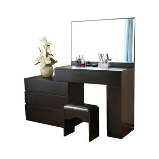 现代简约卧室梳妆台多功能经济型伸缩黑色化妆桌实木电视柜小户型