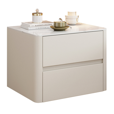 皮质软包岩板床头柜简约现代