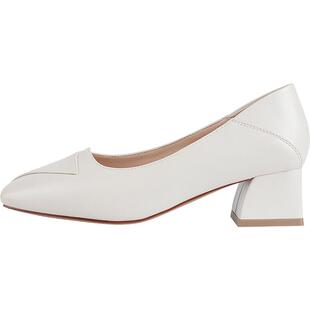 达芙妮单鞋女春秋2026裸色妈妈鞋通勤面试女鞋粗跟高跟鞋女皮鞋子