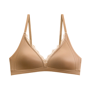 法式蕾丝内衣女缎面小胸聚拢粉底液性感无钢圈收副乳防下垂文胸罩