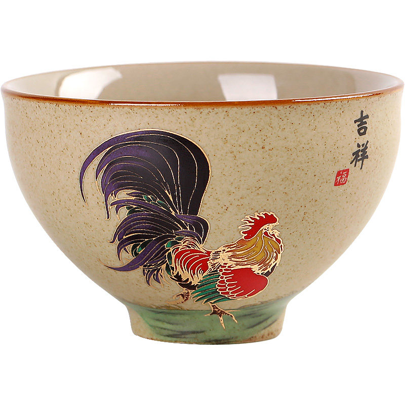 碌心 公鸡主题主人杯 大明成化斗彩鸡缸杯 仿古品茗杯 大号单茶杯