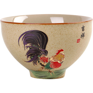 碌心 公鸡主题主人杯 大明成化斗彩鸡缸杯 仿古品茗杯 大号单茶杯