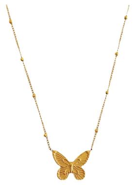 复古拉丝工艺蝴蝶项链