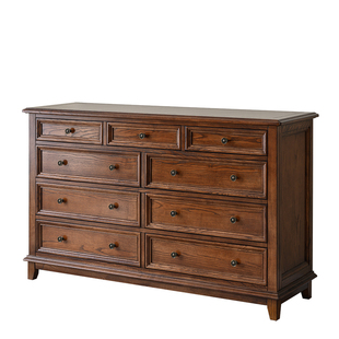 宜宝易森美式全实木斗柜美式复古九斗柜抽屉柜床尾柜卧室斗橱