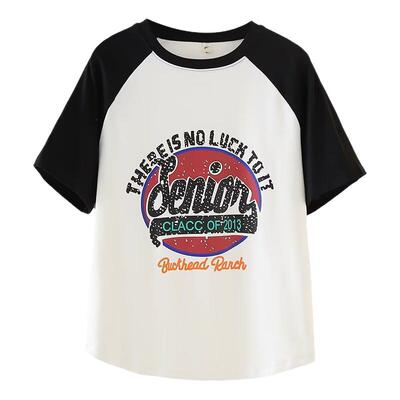 大码插肩短袖t恤女2025夏季新款