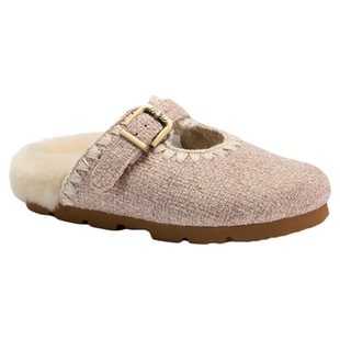 mou2025秋冬新款女士后空羊毛拖鞋粗花呢玛丽珍便鞋 可外穿