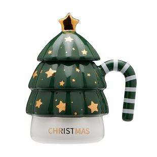 拐杖糖棍圣诞节礼物女生送闺蜜高颜值圣诞水杯男生陶瓷马克杯带盖