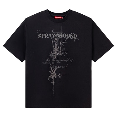 SprayGround鲨鱼嘴2026夏季短袖T恤男女字母印花宽松体恤情侣上衣