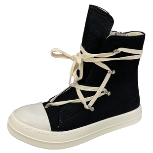 ro五芒星高帮帆布鞋男粗鞋带暗黑风短靴运动休闲鞋时尚高街板鞋女