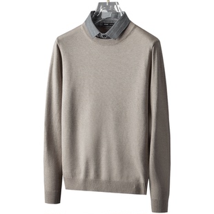 轻商务男士针织衫假两件毛衣2026秋冬衬衫领保暖内搭打底线衣加绒