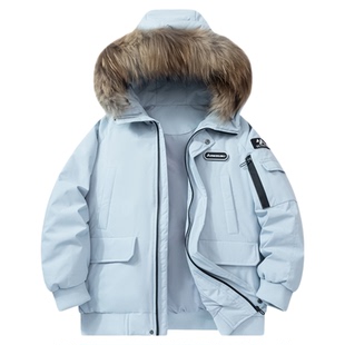 Kawasaki川崎  魔术贴休闲防风御寒保暖可脱卸连帽羽绒服男女同款