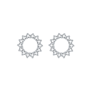 周六福S925银太阳花耳饰耳环女几何耳钉简约送女友女神节礼物