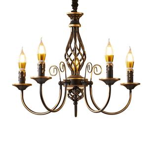 美式乡村复古吊灯客厅餐厅卧室书房轻奢铁艺欧式蜡烛全光谱护眼灯