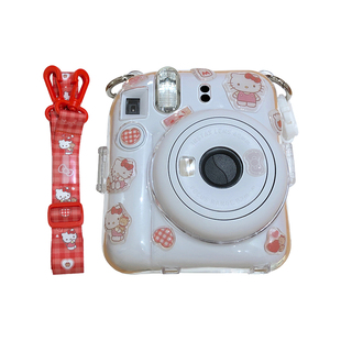 日本Kitty富士拍立得保护壳mini12/99/evo贴纸斜挎肩带水晶硬壳