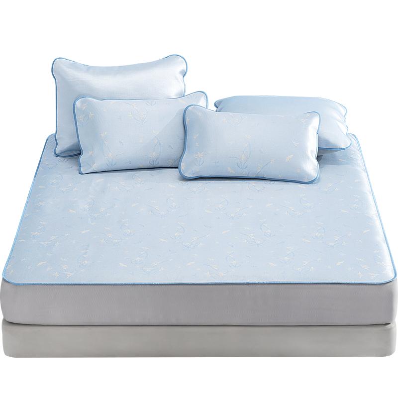 水星家纺450D冰丝席A类抑菌凉感席可水洗夏季凉席床笠式空调席子