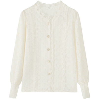 慕兔法式半高领长袖衬衫