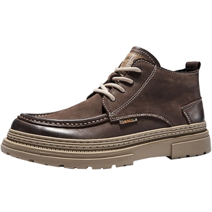 【张若昀同款】HauttonJeans马丁靴男款2026真皮工装靴男鞋短靴