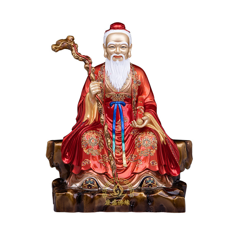 月老星君神像黄铜铜彩红供奉摆件