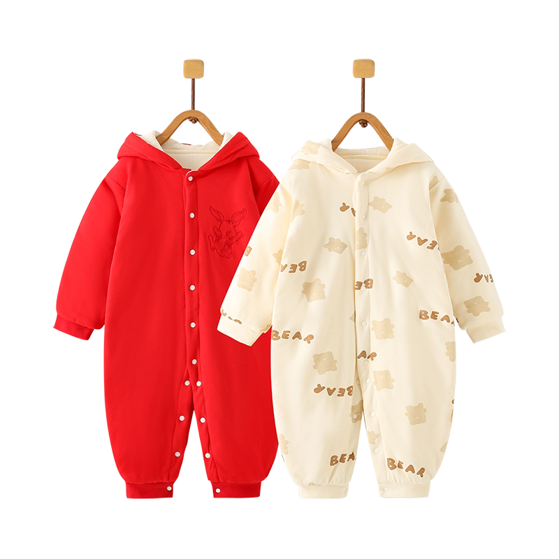 秋冬婴儿连体衣加厚保暖外出服