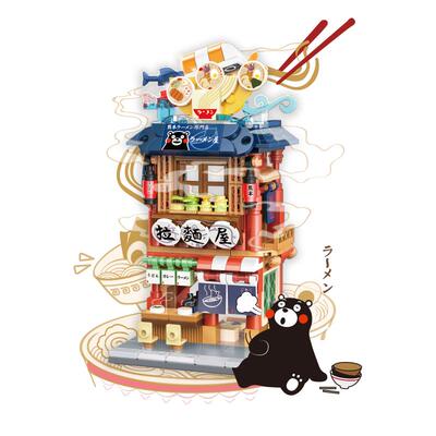 拼装积木街景积乎熊本熊潮玩摆件