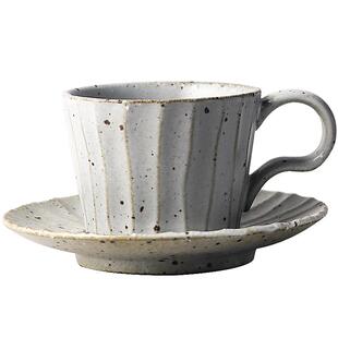 日式手工咖啡杯带碟vintage杯子复古创意粗陶马克杯下午茶杯套装