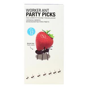 派对系列蚂蚁搬家牙签 勤劳的蚂蚁水果叉 12只彩盒装蛋糕叉点心插