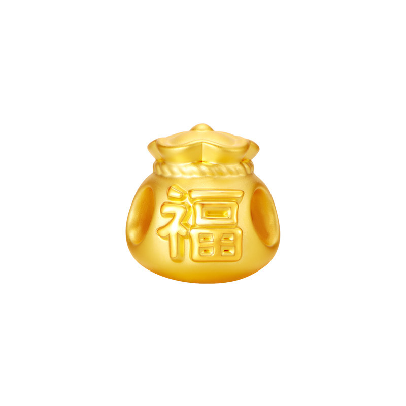 周大生黄金转运珠足金福旺福袋转运珠送女友老婆情人节礼物