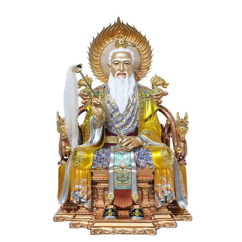 黄铜彩绘三清道祖供奉神像