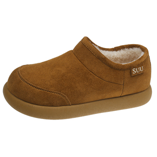 厚底勃肯鞋女加绒雪地靴2025新款爆款冬季一脚蹬鞋子孕妇保暖棉鞋