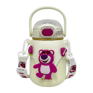 普升pursing草莓熊保温杯卡通公仔吸管学生便捷大容量高颜值水杯