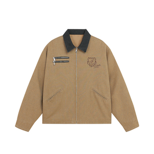 FORNINES水洗vintage底特律夹克潮牌情侣美式复古工装外套男春季