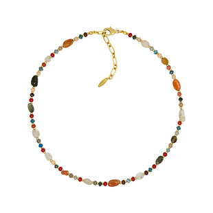 LAZY CIRCLES掉落的果实项链女彩色天然石串珠锁骨链百搭日常通勤